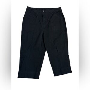 Bill Blass Vintage 90s Black Cargo 100% Cotton Capris Size 14
